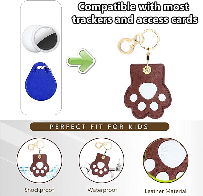 Leather Keychain Holder Case Compatible with AirTag,Cute air tag Cover with Keychain Ring,GPS Tracker Case for Keys