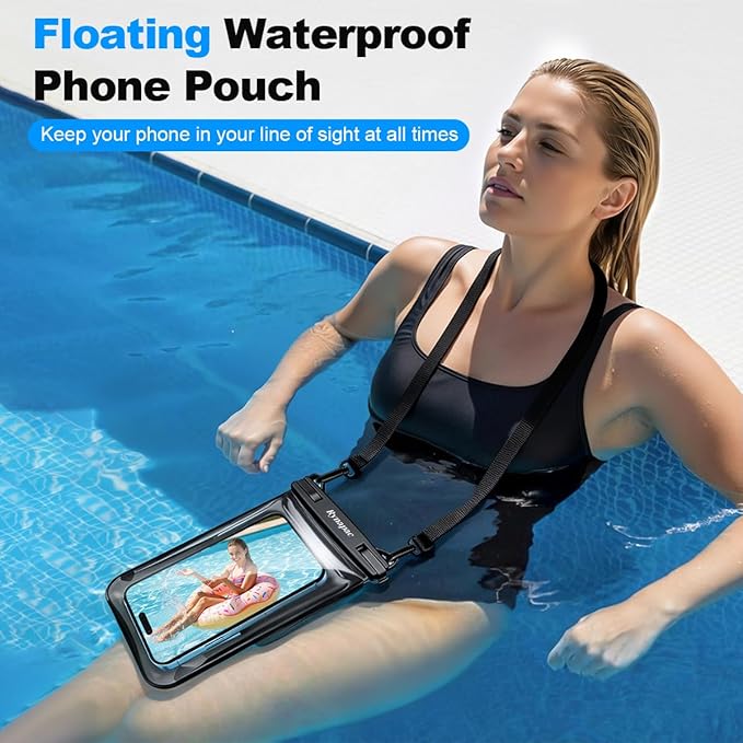 Rynapac IPX8 Waterproof Phone Pouch Floating, [Up to 8.5''] Double Space Waterproof Phone Case with Adjustable Lanyard for iPhone 17 16 15 Pro Max, Cell Phone Dry Bag for Beach Cruise Ship Essentials