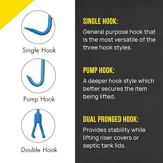 T&T Tools Heavy Duty Handy Hook – Portable 36 Inch with 3/8" Round Pump Hook End –Multipurpose Lifting and Pulling Tool for Manhole Covers, Septic Tanks, Storm Drains, Sewer Lids & More –1 Pack