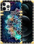 Compatible with iPhone 12 Case, Starry Sky Colourful Mandala Luxury Golden Decoration for Girl Women Soft TPU Shockproof Protective Hard PC Back for iPhone 12 Pro