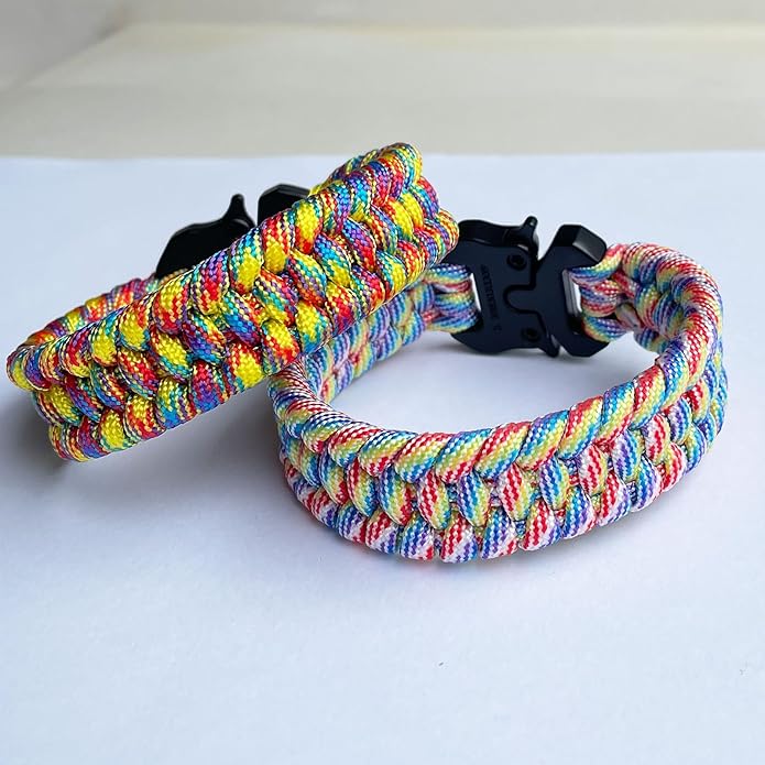 Parachute Cord Bracelets Trilobite Weaved Paracord Bracelet with Side Release Buckle 8.7 inch Black Bracelet for Men Women 1 Set