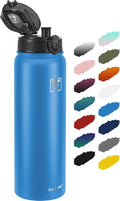 Fanhaw 32 oz Insulated Stainless Steel Water Bottle with Anti-Dust Chug Lid, Leakproof Vacuum Sports Bottle for Men & Women (Sky Blue)