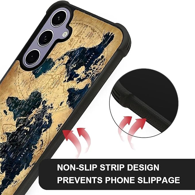 for Samsung Galaxy S24 S25 Case, Brown World Map Pattern Graphic Design Girl Boy Soft Silicone Hard Acrylic Shock Protection for Samsung Galaxy S24 S25