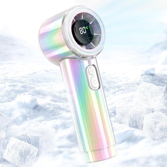 Portable Handheld Turbo Fan, Up to 12 Working Hours, 15000RPM High Speed, Personal Pocket Fan with 100 Speed, Rainbow Battery Rechargeable, Summer Essentials for Women Beach Travel Outdoor