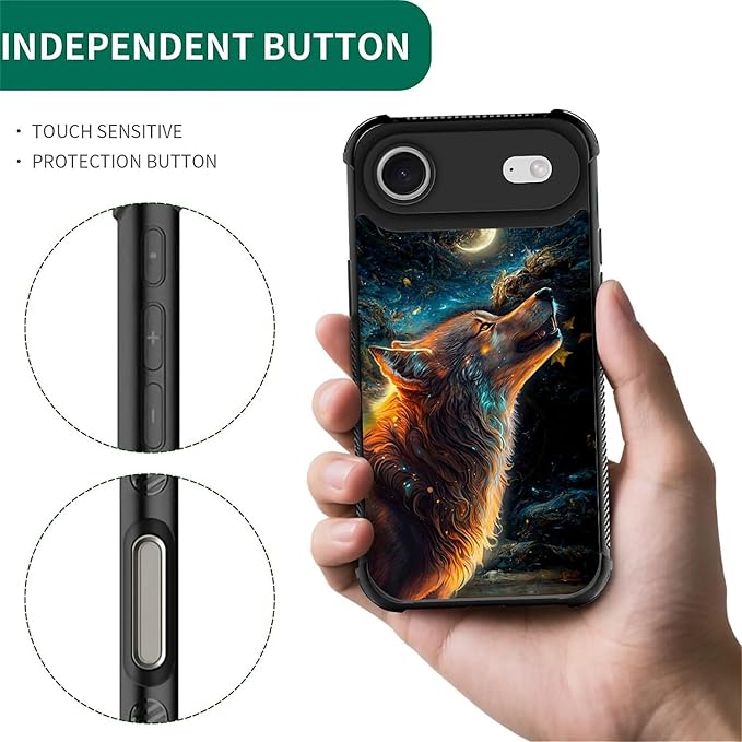 for iPhone 17 Air Case,for MagSafe Graphic Design for Girl Boy Soft Silicone Hard Acrylic Shock Protection Designed for iPhone 17 Air Star Cave Hungry Wolf Pattern