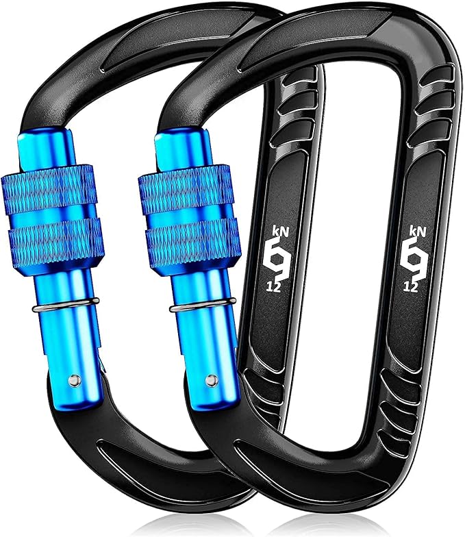 Rhino Produxs 12kN (2697 lbs) Heavy Duty Carabiner Clips, for Securing Pets, Outdoor, Camping, Hiking, Hammock, Dog Leash Harness, Keychains