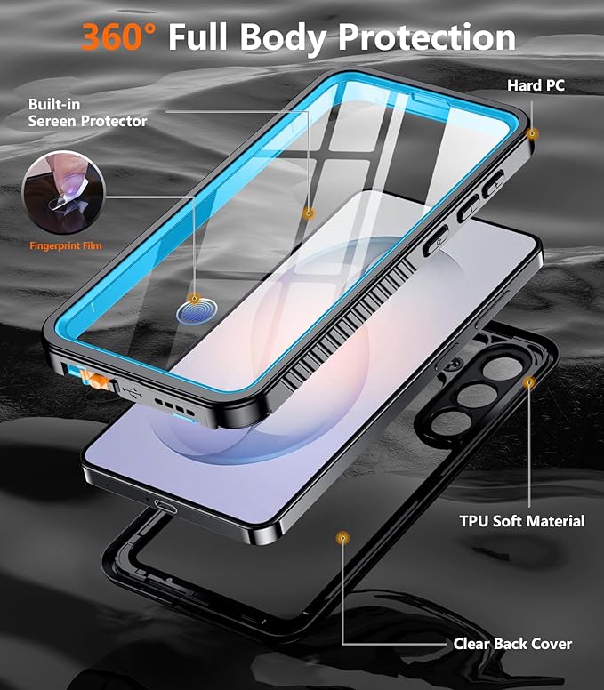 Temdan Designed for Samsung Galaxy S26 Plus Case Waterproof, Built-in Lens & Screen Protector Military Shockproof Dropproof IP68 Underwater Full Body Phone Case for Galaxy S26 Plus 5G 6.7"-LightBlue