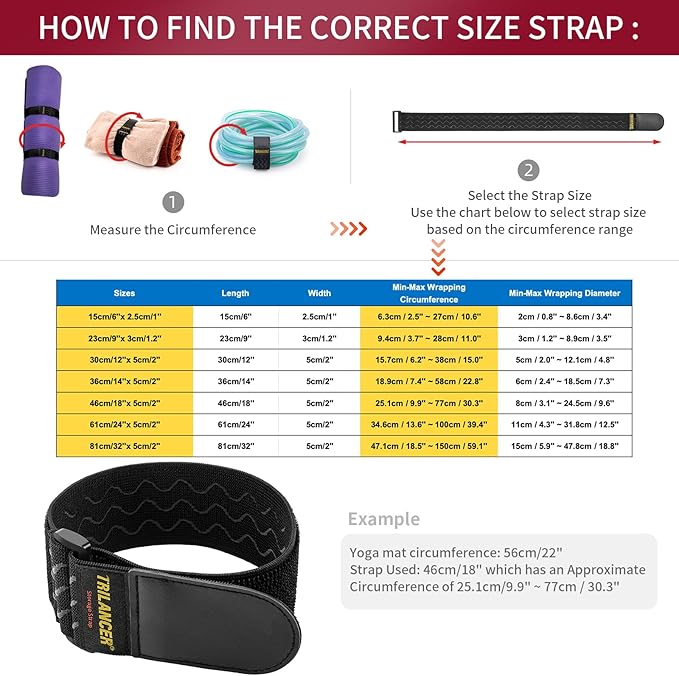 Trilancer Elastic Cinch Straps with Anti-Slip Strips, 6’’ x 1’’ (10 Pack) Heavy Duty Multipurpose Hook and Loop Straps for Extension Cords, Cables, Ropes,Hoses, Bike,Pant Garters,Garage and Workshop