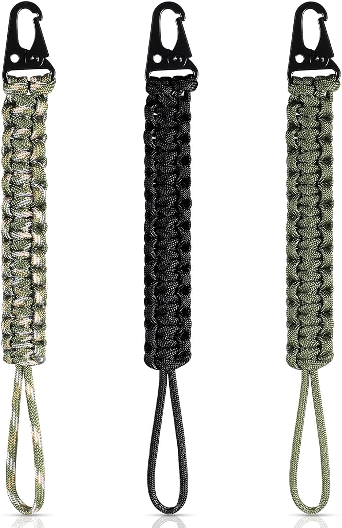 Shappy 3 Pcs Paracord Keychain Weave 550 Paracord 9 Inch Tactical Lanyard Wallet Accessories Camping Fishing Hunting Outdoor