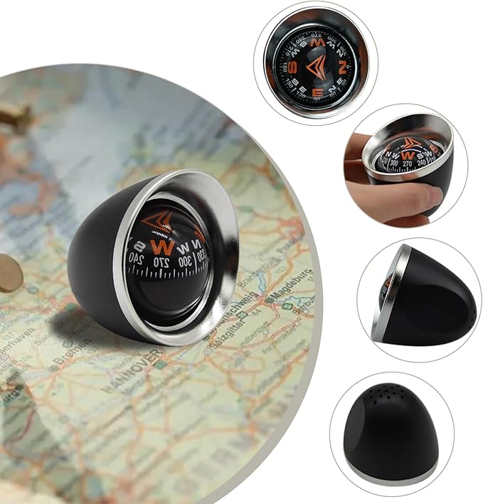Mini Car Ball Compass, Marine Compass Interior Mount Dash Guide Hiking Accessories with Adhesive Tape, Automotive Dashboard Vehicle Direction Navigation Ball for Boat Car Truck Ship Outdoor