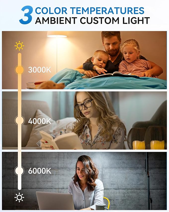 WirelessGlow Rechargeable Light Bulbs with Remote, 3 Color Temperatures and Dimmable Battery Light Bulbs, Touch Control + USB Rechargeable Battery Operated Light Bulb, A19
