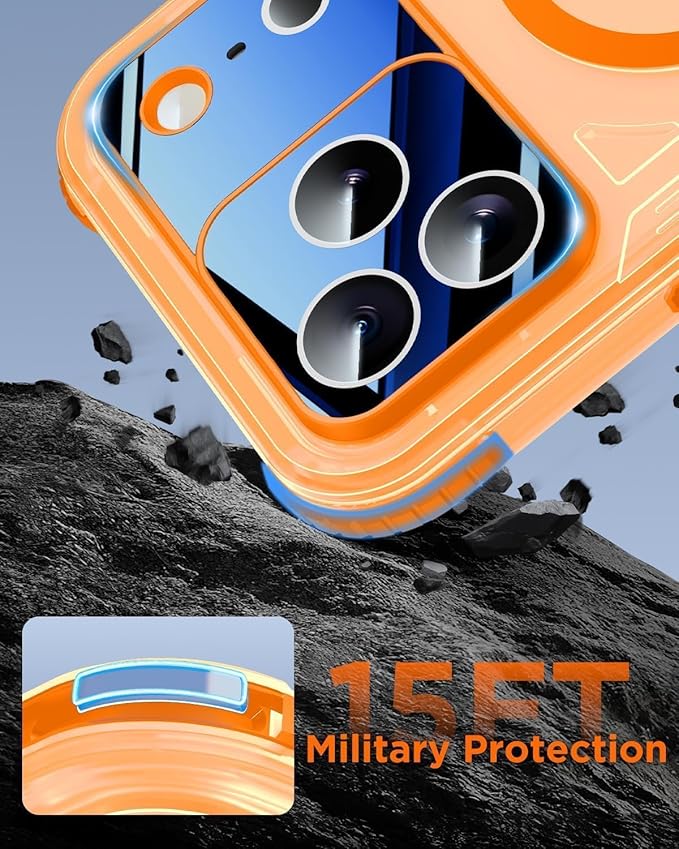 for iPhone 17 Pro Waterproof Case with Magsafe, Built-in [Camera & Screen Protector] [Lanyard], IP68 Water Proof Full Body Dustproof Heavy Duty Frosted Protective Phone Cover, 6.3" Orange