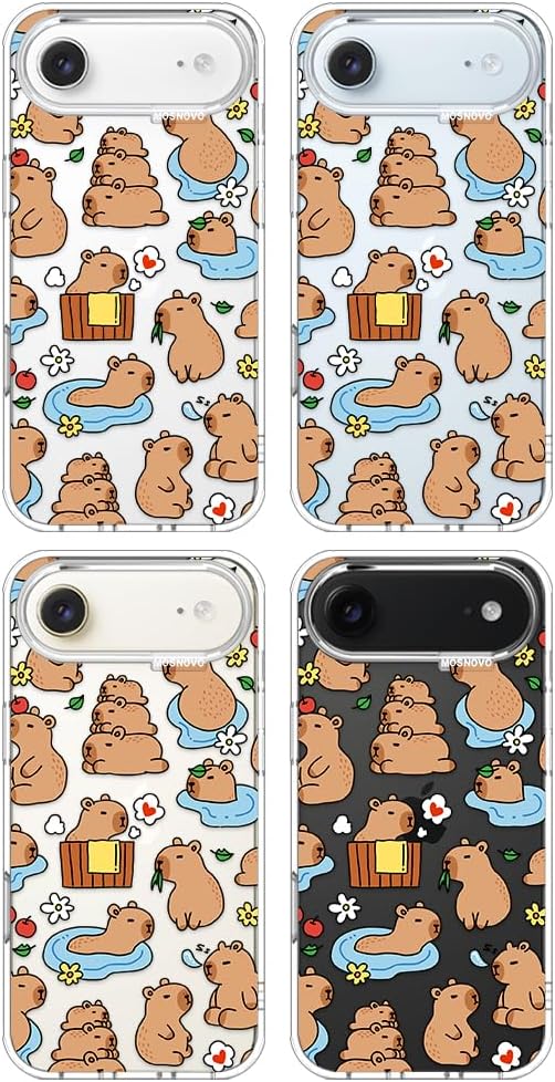 MOSNOVO for iPhone Air Case, Shockproof Military-Grade Protection 6.6ft Drop Tested, Camera Control, Clear Phone Case for iPhone 17 Air, Capybara Land Design