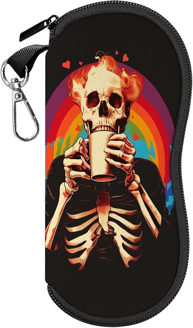 Glasses Case Sunglasses Eyeglass Soft Case Zipper Light Neoprene Pouch with Metal Belt Clip Aesthetic Cute Women Men