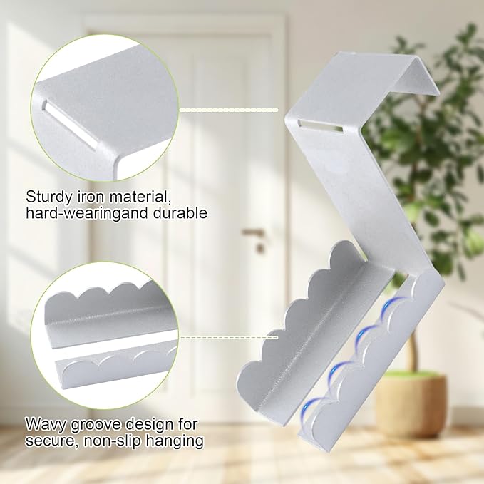 Double-Sided Over Door Coat Rack, 2Pcs Rustproof Iron Door Hooks Over Door Coat Hangers for Saving Home Space(Silver)