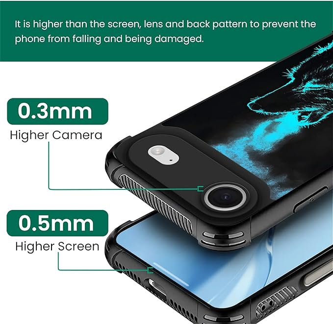 for iPhone 17 Air Case,for MagSafe Graphic Design for Girl Boy Soft Silicone Hard Acrylic Shock Protection Designed for iPhone 17 Air Blue Breathing Wolf Pattern
