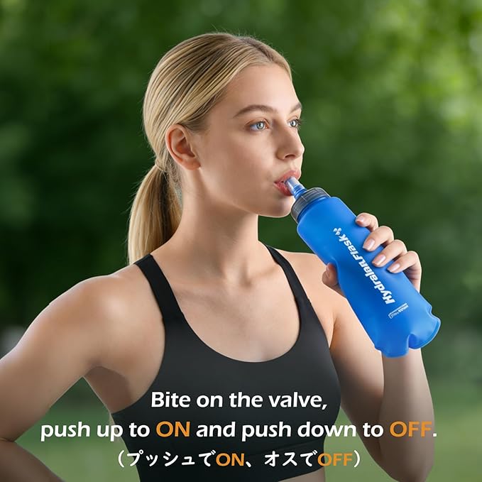 TRIWONDER TPU Collapsible Flask BPA-Free Soft Folding Water Bottles for Hydration Pack - Ideal for Running Hiking Cycling Climbing (500ml/16.9oz - Blue - Pack of 2)