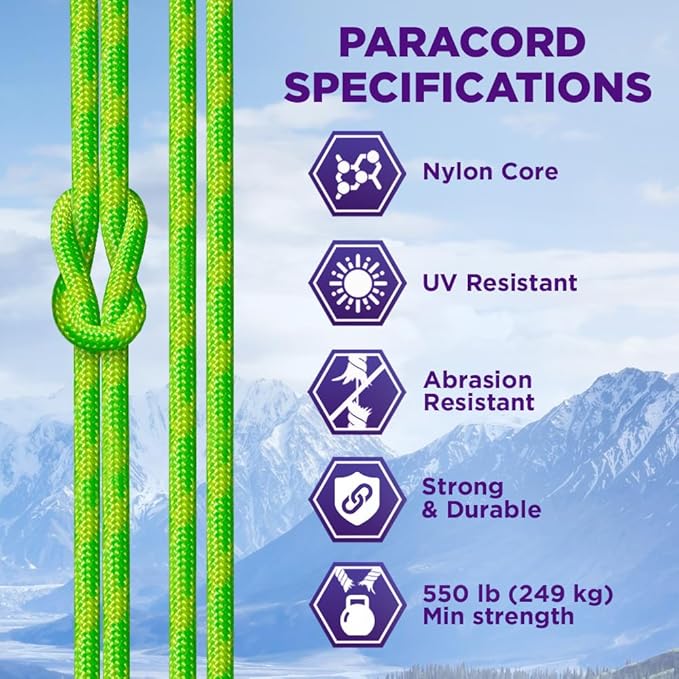 TECEUM Reflective Paracord Rope 1000 – 1000ft/200ft/100ft/50ft – 40+ Colors – Glow in The Dark – para Cord – Utility Rope for Survival, Hunting & Camping Gear – Nylon String, Camping Rope, Tent Cord