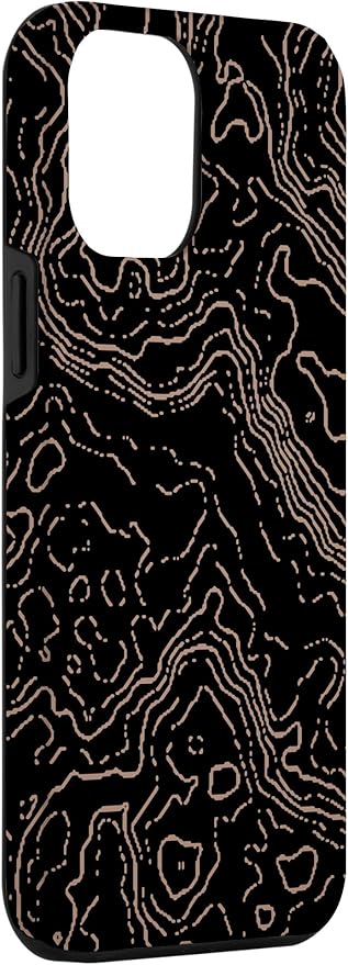 Topography Black & Brown Abstract Pattern Topographic Map Case for iPhone 12 Pro Max