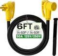 POWGRN NEMA 14-50P to NEMA 14-50R 50 Amp RV/EV Extension Cord 6 FT Outdoor with Grip Handle, Flexible Heavy Duty RV Power Cord Waterproof, 50A 125/250V 6250/12500W STW, Black-Yellow, ETL Listed