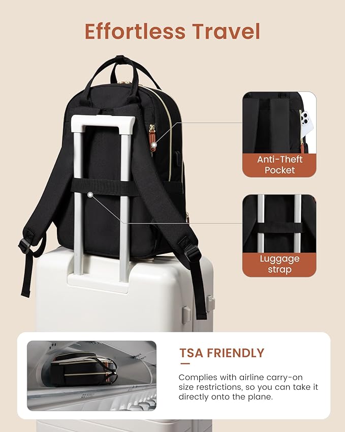 LOVEVOOK Laptop Backpack for Women, Fits 15.6 Inch Laptop Bag, Fashion Travel Work Anti-theft Bag, Business Computer Waterproof Backpack Purse, Beige-Green-Black