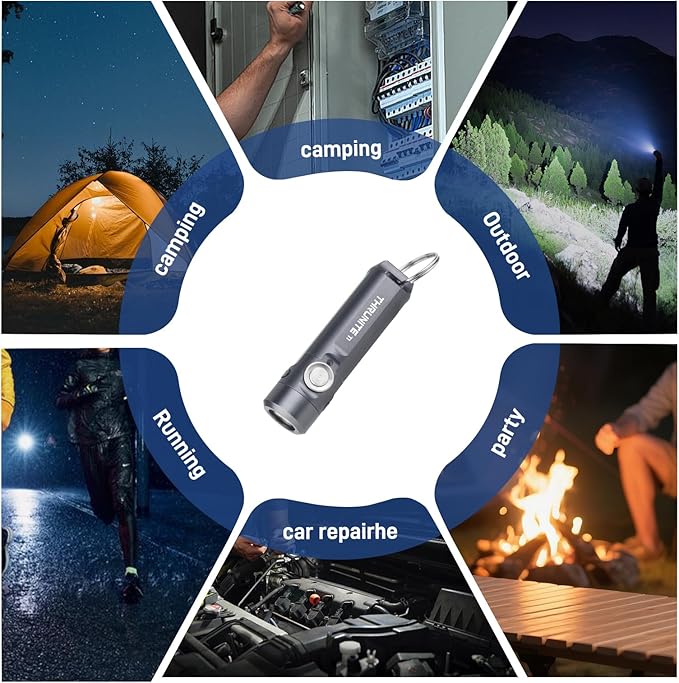 ThruNite Ti Keychain Flashlight, Bright 650 Lumens LED Portable Light, Compact USB-C Rechargeable Battery Mini Flash Light, Small EDC Pocket Torch Light for Camping, Everyday Carry, Grey (2PCS)