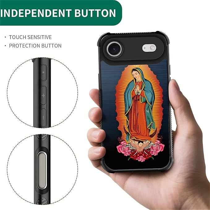 for iPhone 17 Air Case,for MagSafe Graphic Design for Girl Boy Soft Silicone Hard Acrylic Shock Protection Designed for iPhone 17 Air Red Virgen Guadalupe Pattern