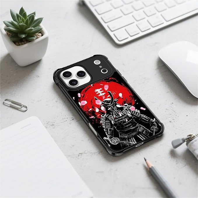 for iPhone 17 Pro Max Case,for MagSafe Graphic Design for Girl Boy Soft Silicone Hard Acrylic Shock Protection Designed for iPhone 17 Pro Max Sakura Japanese Samurai Pattern