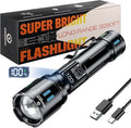 Esgofo Rechargeable Flashlights High Lumens 100000, Single Click Button Design, Super Bright 30W LED, Long Lasting 15H, USB C Input & Output, LCD Power Display, 6.69” Length, for Camping Hiking Home