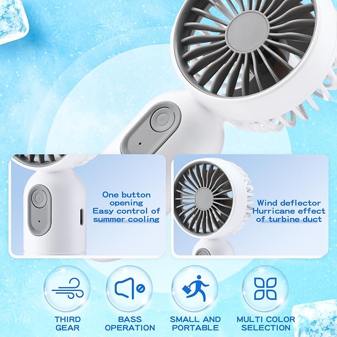 Rossesay 36 Pcs Mini Portable Fan Bulk Cute Handheld Lightweight Small Little Personal Hand Eyelash Fan 3 Speeds USB Rechargeable for Women Men Indoor Outdoor Makeup Travel (White)