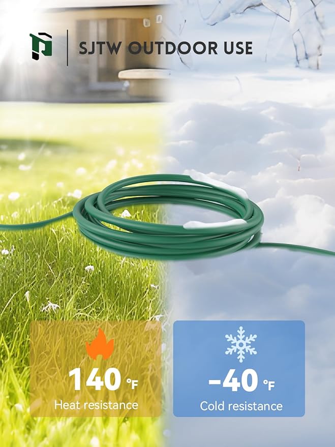 PLUGTUL 42FT Outdoor Extension Cord with Multiple Outlets, 1 to 3 Splitter Max 30 FT End to Male Plug (Total 42FT) 16/3 SJTW Waterproof Power Cord for Halloween Christmas, ETL Listed, Green