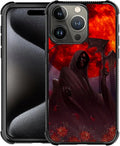 for iPhone 16 Pro Case, Death by The Red Moon Pattern Graphic Design Girl Boy Soft Silicone Hard Acrylic Shock Protection for iPhone 16 Pro