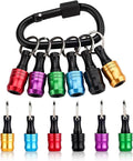 katerk 6pcs Bit Holder with Carabiner Socket for Mens Gift, 1/4 inch Hex Shank Aluminum Alloy Screwdriver Bit Holders, Quick Release Easy Change Impact Driver Drill Bit Keychain Extension (Classic)