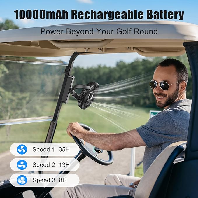 10000mAh Magnetic Cruise Golf Cart Fan, Camping Fans with Hook, Ultra-Compact Travel Fan for Sleeping, Work Light Tool Gifts for Mom Women Men Dad BBQ Grill, Travel Camping Cruise Essentials 2026