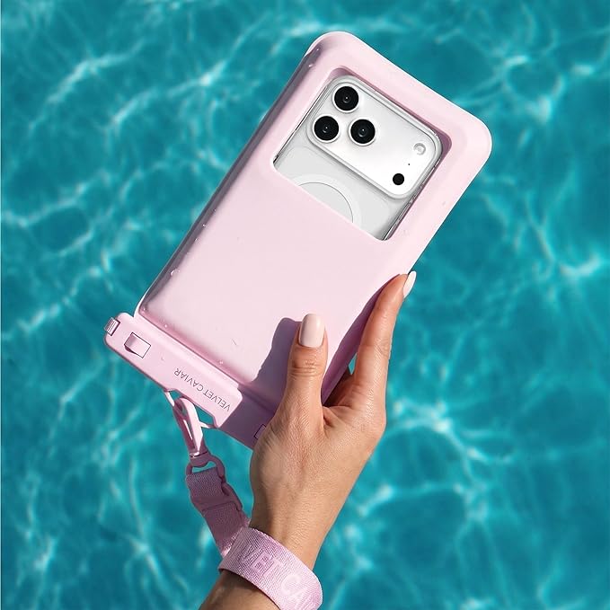 VELVET CAVIAR Waterproof Phone Pouch with Lanyard | IP68 Floating Case for iPhone & All Phones | Dry Bag for Snorkeling, Beach, Kayaking | Travel & Cruise Essentials for Women (Pink Strawberry Milk)