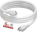 16/3 Short Extension Cord 6 FT, White Extension Cord Flexible & Durable, Indoor 3 Prong Power Cable, Suitable for Home and Office, 13 Amp 1625 Watt 125VAC 16AWG, ETL Listed