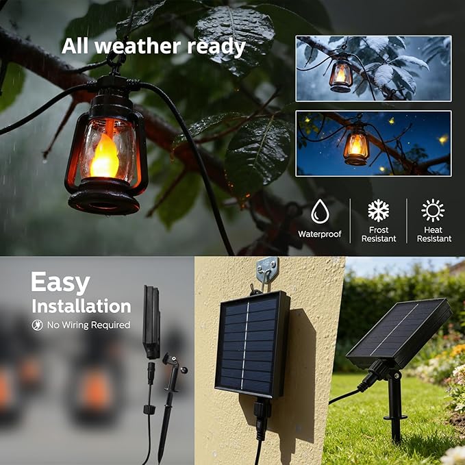 Solar Outdoor String Lights 19FT Waterproof Patio Lights with 10 LED Bulbs for Garden, Backyard,Party, Cafe, Camping 2200K