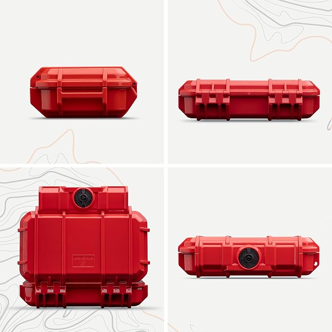 Evergreen 56 Dry Box - EDC Tough Protective Case USA Made for Organization of Cameras, Phones, Camping, Fishing, Hiking, Water Sports (Red)