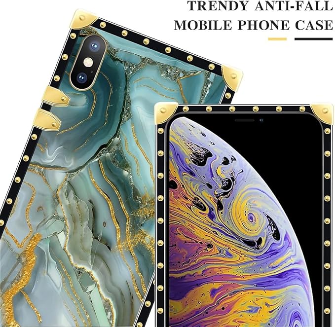 Compatible with iPhone Xs Max Case, Golden Texture Marble Veining Luxury Golden Decoration for Girl Women Soft TPU Shockproof Protective Hard PC Back for iPhone Xs Max