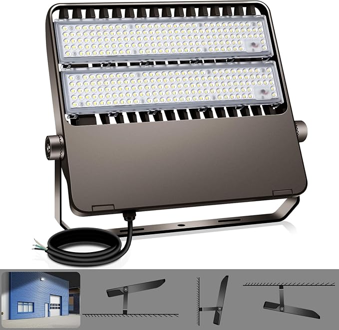 240W LED Stadium Flood Lights Outdoor 36000LM Super Bright Yoke Wall Mount Parking Lot floodlights 5000K 100V-277V Commercial IP65 Waterproof 240 Watt Shoebox Barn Lamp for Arena Court