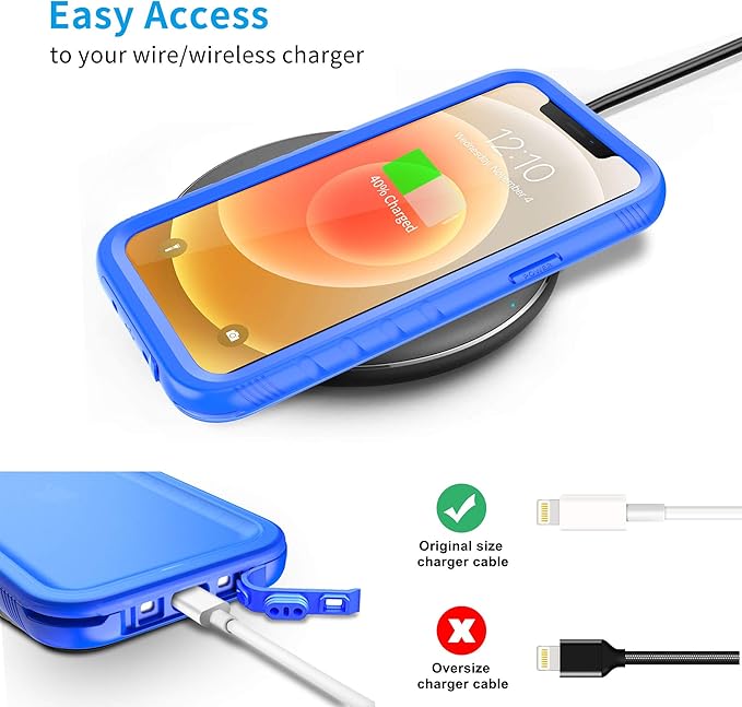 SPORTLINK Compatible with iPhone 12 Waterproof Case - iPhone 12 Pro Waterproof Case, Full Body Shockproof Dustproof Phone Screen Protector Rugged Cases for iPhone 12/12 Pro 6.1 Inches Blue