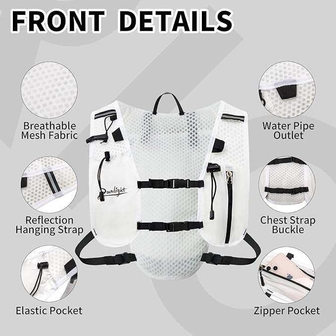 Runlight Running Vest for Women Men Lightweight Hydration Backpack Pack with 1.5L Water Bladder Bag Hydro Daypack for Hiking,Trail,Skiing,Camping,Cycling,Race,Marathon