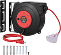 VEVOR Retractable Extension Cord Reel, 45 FT, Heavy Duty 12AWG/3C SJTOW Extension Power Cord with Lighted Triple Tap Outlet, 15A Circuit Breaker 180° Swivel Bracket for Ceiling or Wall Mount, Red