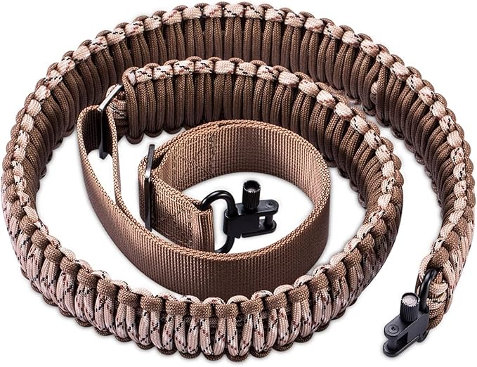 VVAAGG Two-Point Paracord Rifle Sling with Swivels, Non-Slip Gun Sling with Adjustable Length Strap