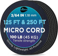TECEUM Micro Paracord – 1.18 mm X 125 ft – Micro Utility Cord – Thin Braided Paracord Rope – Best for Crafting, DIY Projects, Fishing, Camping – Wind Chime Replacement – Survival Strong String