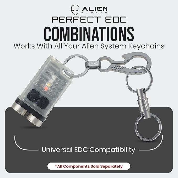 Titanium Carabiner Keychain Hook – Ultra-Light and Strong 2-Pack EDC Carabiner Clips – Aerospace Titanium Carabiner with Bottle Opener – No-Snag No-Hinge Single Body Design