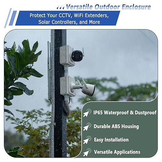 NineLeaf Junction Box, ABS Plastic Box IP65 Waterproof Outdoor Dustproof Water Resistant Electronic Enclosure, External Size 3.9 x 3.9 x 2.8 inch(100x100x70mm),White