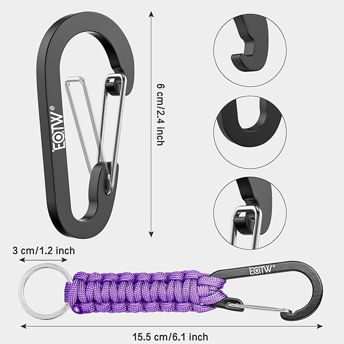 EOTW Paracord Keychain for Men Women Paracord Carabiner Backpack Keychain with Aluminum Clip for Camping Hiking Outdoor Gear
