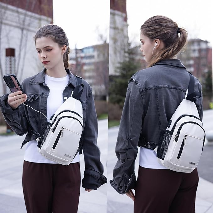 JENAGREEN Waterproof Sling Backpack Crossbody Sling Bag for Women Men, Multipurpose Travel Hiking Adjustable Chest Bag Casual Daypack