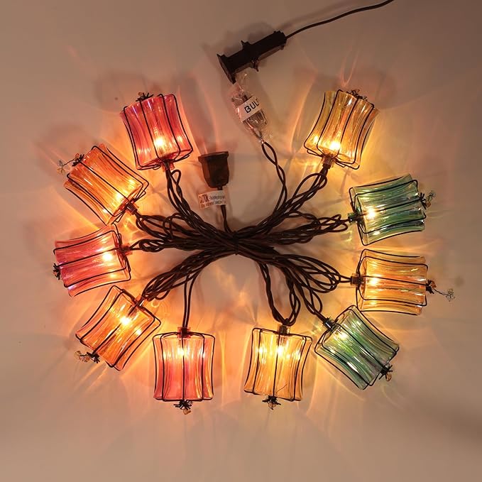 TWINKVILLA Outdoor String Lights Plug in with 10 Incandescent Bulbs, Multicolor Patio Lights Connectable Weatherproof Decorative Lantern String Lights for Gazebo Porch Bedroom Cottagecore Decor